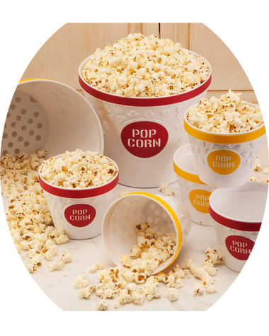 Popcorn Bowl Set W/Kernel Catcher